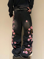 Floral Black Denim