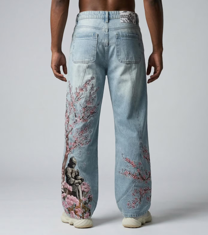 Sakura Samurai Graphic Baggy Jeans