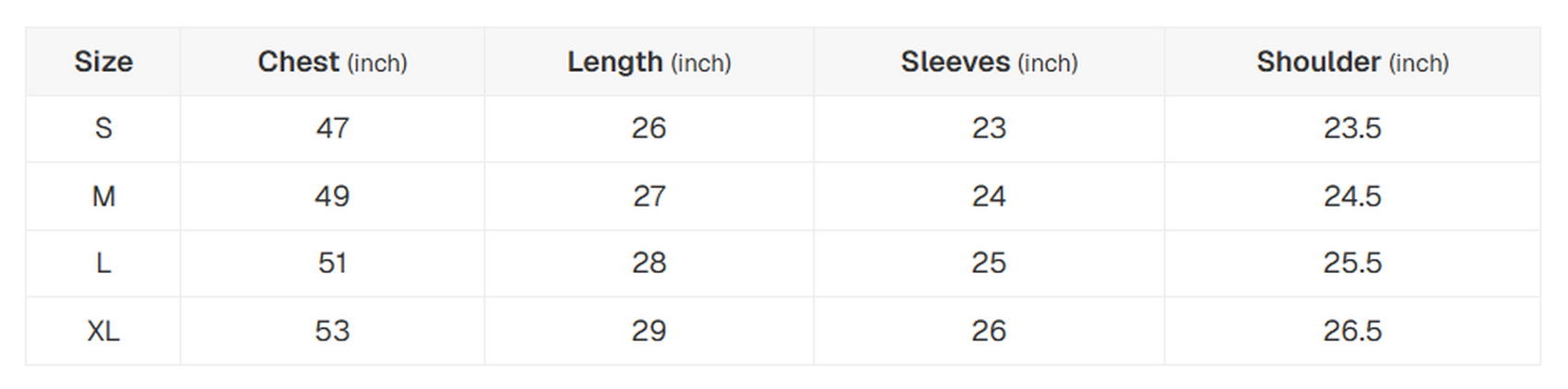 Size Chart